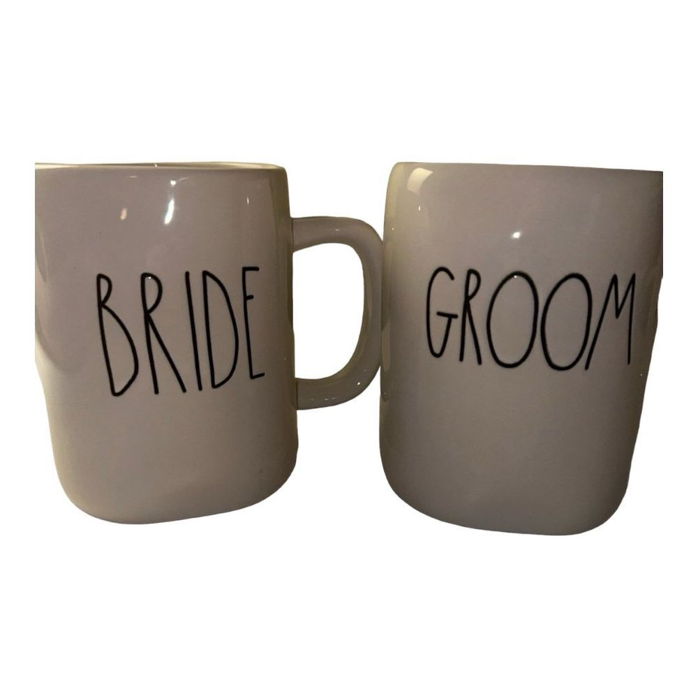 Rae Dunn Bride Groom‎ Mugs Set Wedding Decor Newlywed Gift Coffee Cups